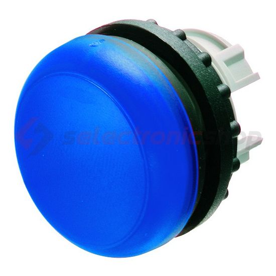 Jelzőlámpa fej kerek kék lapos 1-lámpa króm műanyag-előlapgyűrű 22mm-átmérő IP67 M22-L-B EATON - 216775