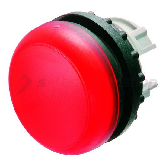 Jelzőlámpa fej kerek piros lapos 1-lámpa króm műanyag-előlapgyűrű 22mm-átmérő IP67 M22-L-R EATON - 216772