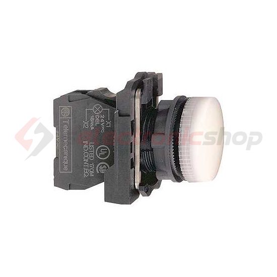 Jelzőlámpa komplett műa. d22 1x LED fehér 24V AC/DC kerek lapos Harmony XB5 Schneider - XB5AVB1