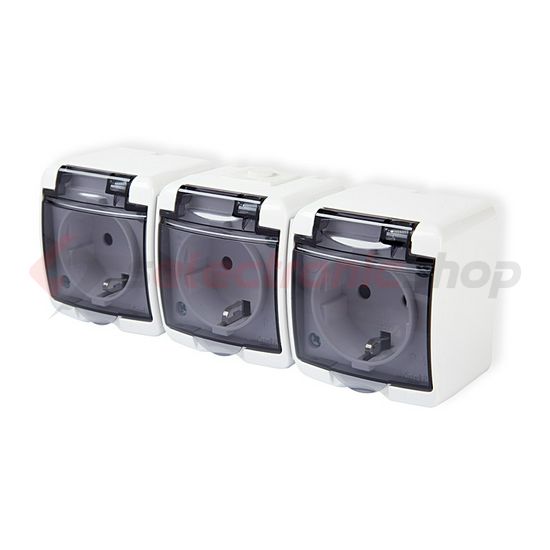 Junior 162/3 dugalj földelt komplett házban csapófedéllel gyerekzárral fehér IP44 ANCO - 321345