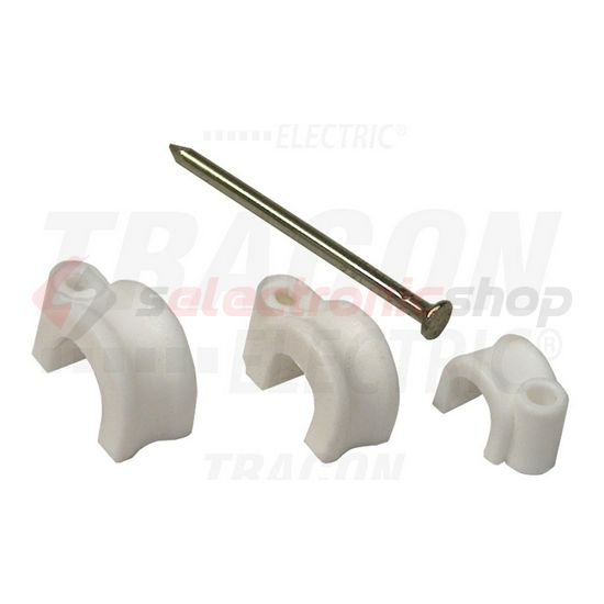 Kábelrögzítő bilincs szeggel 20db 9mm fényesfehér TRACON - N3-20