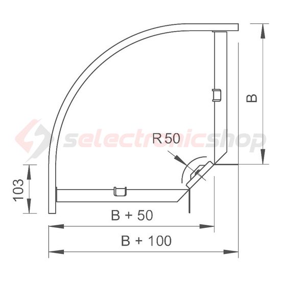 Kábeltálca 90° idom 100mm x 60mm-mag. 90° szalaghorganyzott acél RB 90 610 FS OBO-BETTERMANN - 6043216