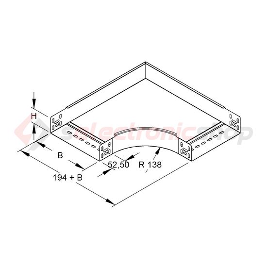 Kábeltálca 90° idom 100mm x 60mm-mag. 90° szalaghorganyzott acél RES 60100 Niedax - 4013339226009
