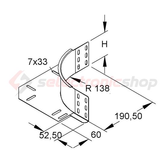 Kábeltálca sarokösszekötő 60mm-ma szalaghorganyzott acél funkciómegtartó REK 60 Niedax - 4013339227600