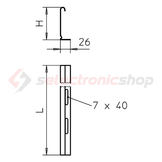 Kábeltálca válaszfal 60mm-ma 3000mm szalaghorganyzott acél TSG 60 FS OBO-BETTERMANN - 6062068