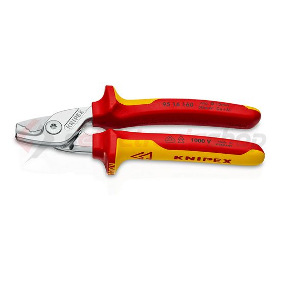 Kábelvágó mechanikus egykezes 15mm-max. kábelátmérő 50mm2-max. 160mm-hossz 1000V StepCut KNIPEX - 9516160