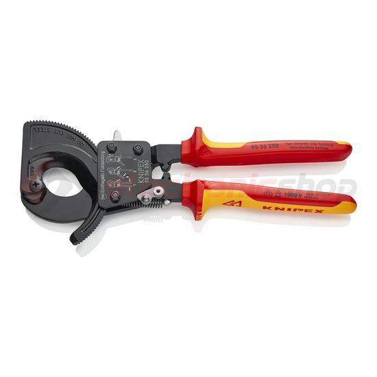 Kábelvágó mechanikus racsnis 32mm-max. kábelátmérő 240mm2-max. 250mm-hossz 1000V VDE KNIPEX - 9536250