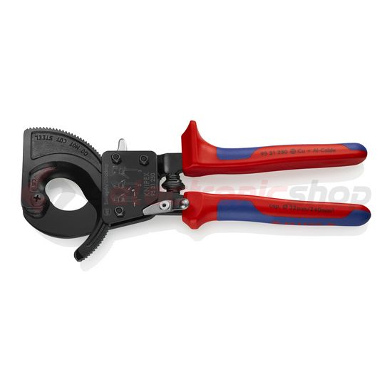 Kábelvágó mechanikus racsnis 32mm-max. kábelátmérő 240mm2-max. 250mm-hossz KNIPEX - 9531250