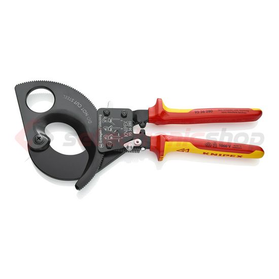 Kábelvágó mechanikus racsnis 52mm-max. kábelátmérő 380mm2-max. 280mm-hossz 1000V VDE KNIPEX - 9536280