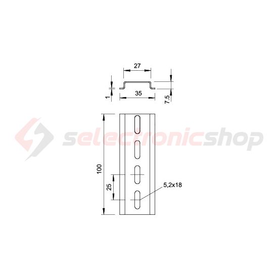 Kalapsín DIN TS35/7,5 galván/elektrolit horganyzott acél 2000mm 2069 2M GTPL OBO-BETTERMANN - 1115669