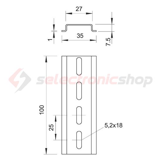 Kalapsín DIN TS35/7,5 szalaghorganyzott galvanizált acél 2000mm 2069 L 2M FS OBO-BETTERMANN - 1115804