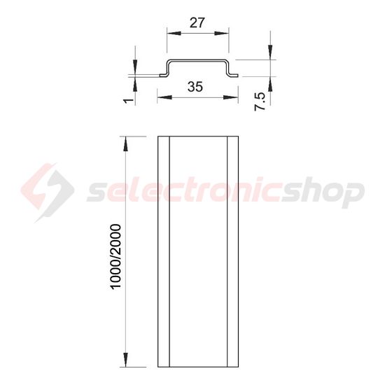 Kalapsín DIN TS35/7,5 szalaghorganyzott galvanizált acél 2000mm 7.5mm x 2069 2M FS OBO-BETTERMANN - 1115626