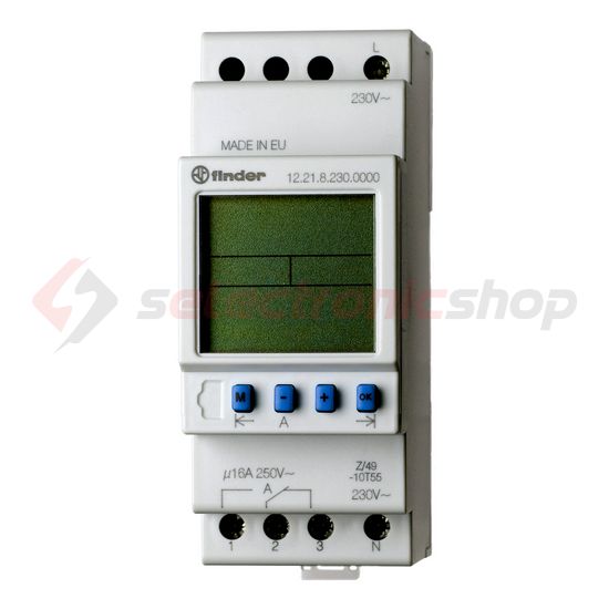 Kapcsolóóra digitális 1-csatorna napi heti váltó 16A 2TE 12.21.8.230.0000 FINDER - 122182300000