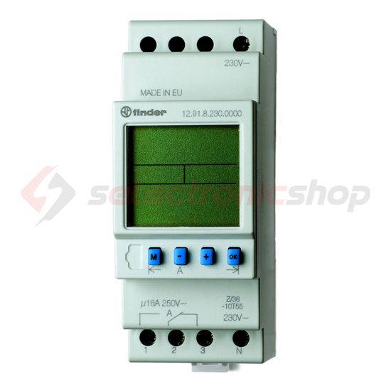 Kapcsolóóra digitális 1-csatorna napi heti váltó 16A 2TE 12.91.8.230.0000 FINDER - 129182300000
