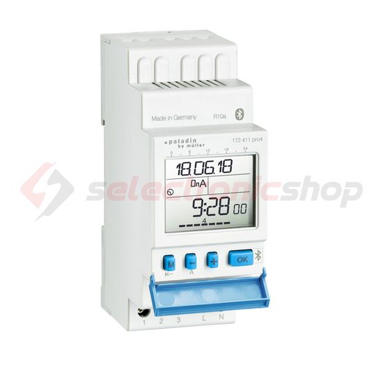 Kapcsolóóra digitális LCD bluetuth napi heti 1 váltó 16A 2M 172 411 pro4 Paladin Hugo Müller - 172411
