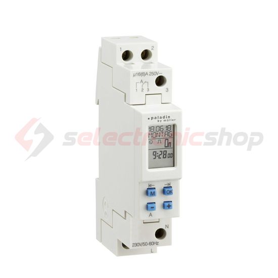 Kapcsolóóra digitális LCD heti 1 váltó 16A 1M 172 110 pro Paladin Hugo Müller - 172110