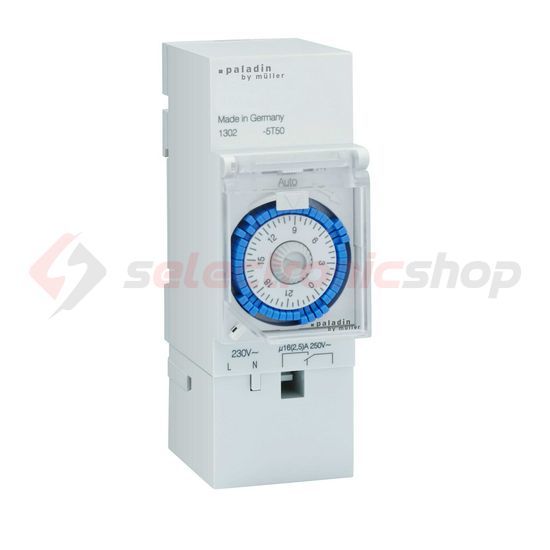 Kapcsolóóra sorolható analóg 2000W kvarc 1csatorna napi 2M 16A 151 220 Paladin Hugo Müller - 151220
