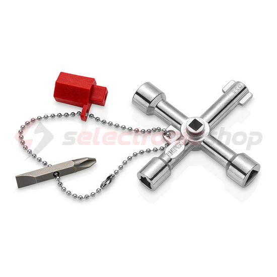 Kapcsolószekrény kulcs multifunkciós 7profil keresztkulcs 2bit 76mm univerzális KNIPEX - 001103