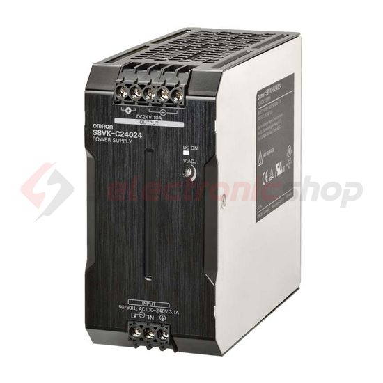 Kapcsolóüzemű DC tápegység 100-240VAC-be 90-350VDC-be 24VDC-ki 10A-ki 240W S8VK-C24024 OMRON - 375668