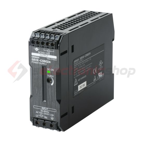 Kapcsolóüzemű DC tápegység 100-240VAC-be 90-350VDC-be 24VDC-ki 2.5A-ki 60W S8VK-C06024 OMRON - 375666