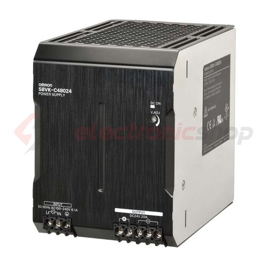 Kapcsolóüzemű DC tápegység 100-240VAC-be 90-350VDC-be 24VDC-ki 20A-ki 480W S8VK-C48024 OMRON - 375669