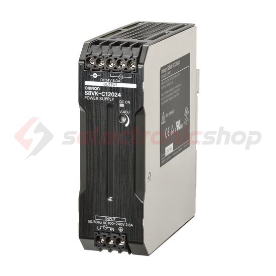 Kapcsolóüzemű DC tápegység 100-240VAC-be 90-350VDC-be 24VDC-ki 5A-ki 120W S8VK-C12024 OMRON - 375667