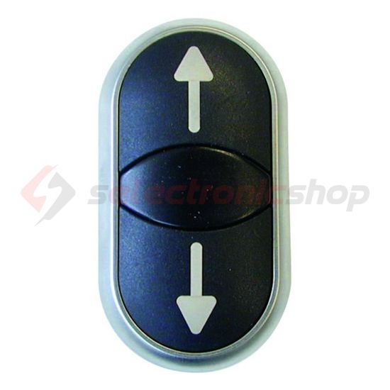 Kettős nyomógombfej műanyag d22 jelzőlámpával világító lapos fekete kerek M22-DDL-S-X7/X7 EATON - 216710