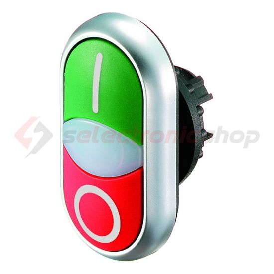 Kettős nyomógombfej műanyag d22 jelzőlámpával világító lapos kerek M22-DDL-GR-X1/X0 EATON - 216700