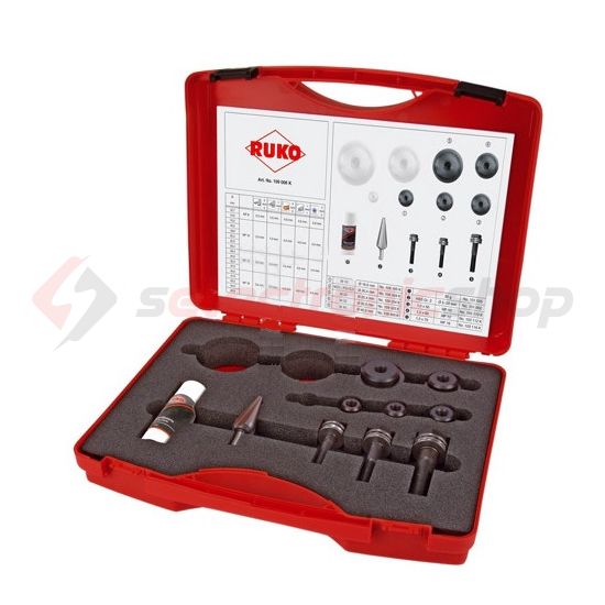 Kézi lyukasztókészlet M16-M40 max.4mm-lemezhez acél-hoz 5bélyeggel 16.5-40.5mm 3 RUKO - 109006K