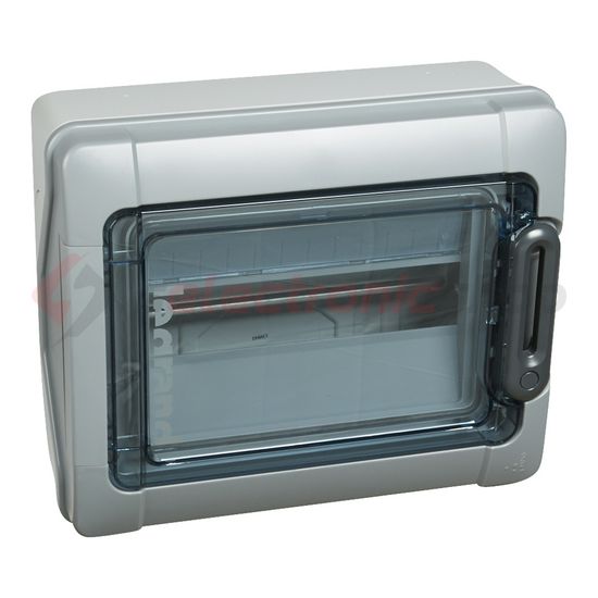 Kiselosztó 1000VDC +MC4 műanyag 1x 12M falonkívüli szürke IP65 átlátszó ajtó Plexo LEGRAND - 414033