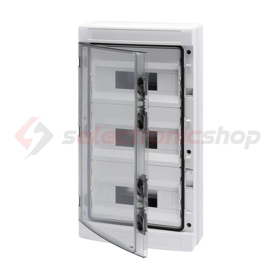 Kiselosztó 2xPE/N UV-álló DC1000V 3x 12M falonkívüli szürke IP65 átlátszó kivágott 40CDK GEWISS - GW40105BD