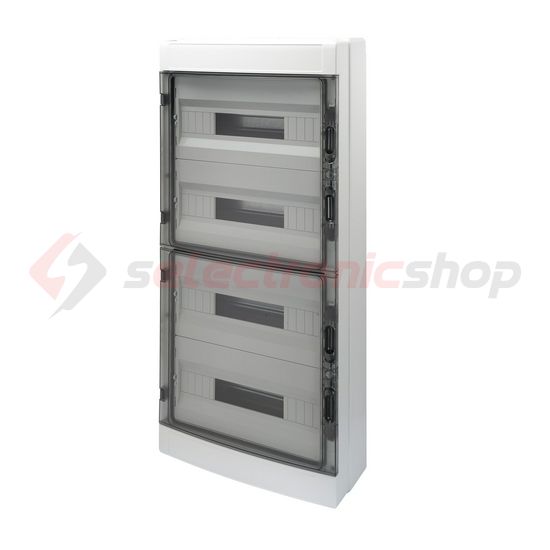 Kiselosztó 2xPE/N UV-álló DC1000V 4x 18M falonkívüli szürke IP65 átlátszó kivágott 40CDK GEWISS - GW40109BD