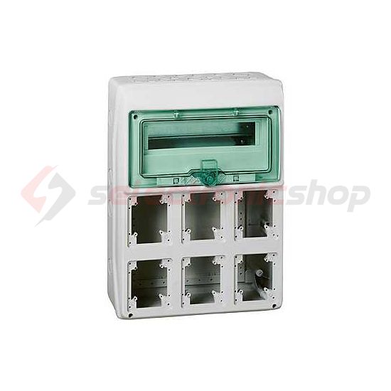 Kiselosztó 6-dugaljhellyel 1x 12M falonkívüli szürke IP65 teli ajtó Kaedra Schneider - 13181