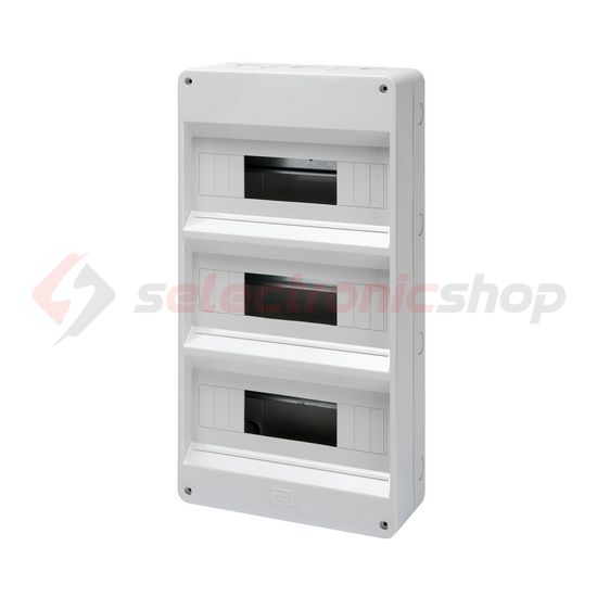 Kiselosztó ajtó nélkül +3M műanyag 3x 12M falonkívüli szürke IP40 kivágott 40CDK GEWISS - GW40032