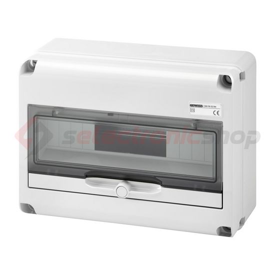 Kiselosztó műanyag 1x 14M falonkívüli szürke IP65 átlátszó kivágott fedél 68Q-DIN GEWISS - GW68023N