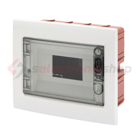 Kiselosztó PE/N műanyag 1x 8M süllyesztett fehér IP40 átlátszó kivágott ajtó 40CDi GEWISS - GW40604BS