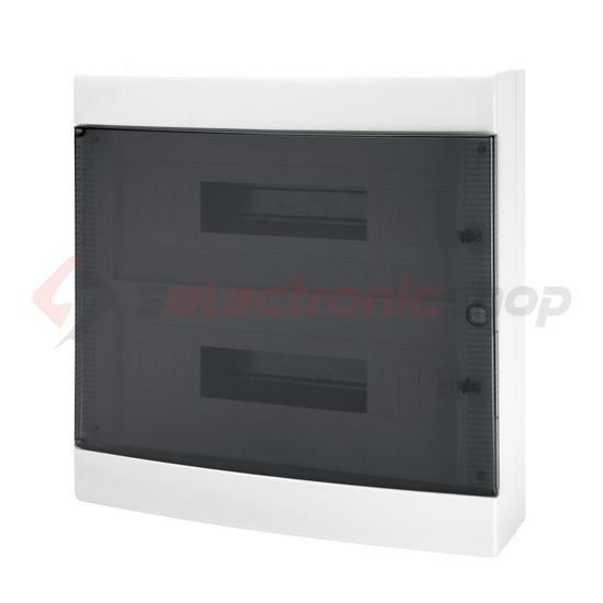 Kiselosztó PE/N műanyag 2x 18M falonkívüli fehér IP40 átlátszó kivágott ajtó 40CD GEWISS - GW40049BS