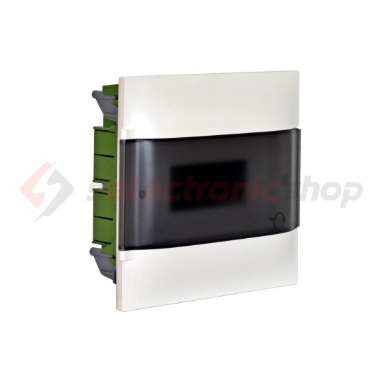 Kiselosztó PE/N-sín 63A műanyag 1x 12M üreges falba fehér IP40 átlátszó ajtó PractiboxS LEGRAND - 135171