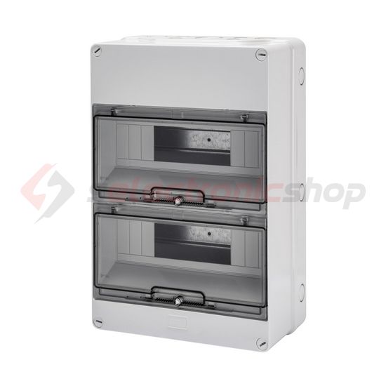 Kiselosztó PE/N sín nélkül UV-álló DC1000V 2x 12M falonkívüli szürke IP55 átlátszó 40CD GEWISS - GW40007