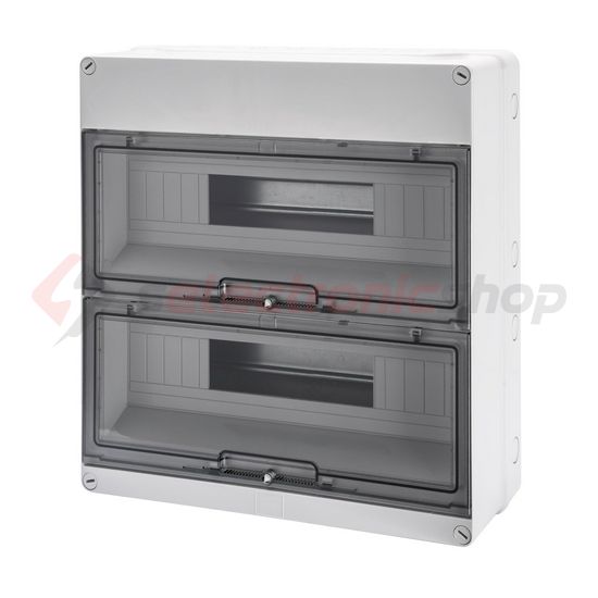 Kiselosztó PE/N sín nélkül UV-álló DC1000V 2x 18M falonkívüli szürke IP55 átlátszó 40CD GEWISS - GW40009