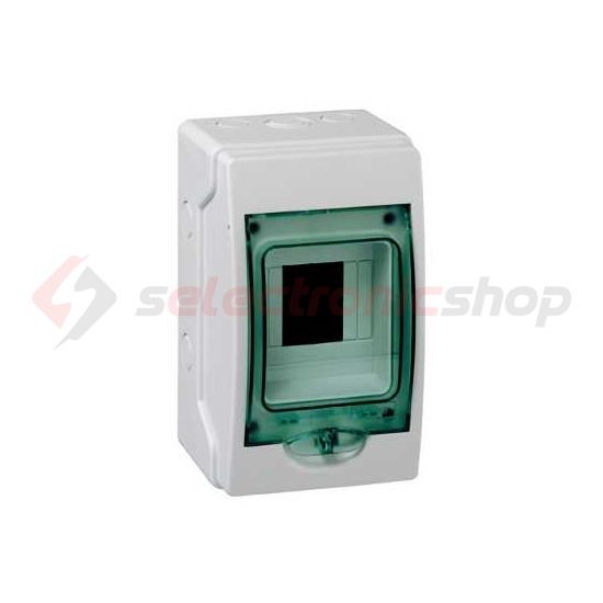 Kiselosztó PE/N-sínnel műanyag 1x 4M falonkívüli szürke IP65 átlátszó ajtó Kaedra Schneider - 13441