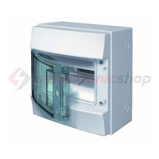 Kiselosztó PE/N-sínnel műanyag 1x 8M falonkívüli fehér IP65 átlátszó ajtó Mistral 65P08X12A ABB - 1SLM006501A1201