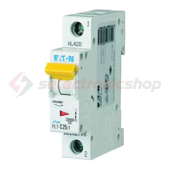 Kismegszakító 1P 25A C-jelleg 230V AC 10kA/60898 PL7-C25/1 EATON - 262706