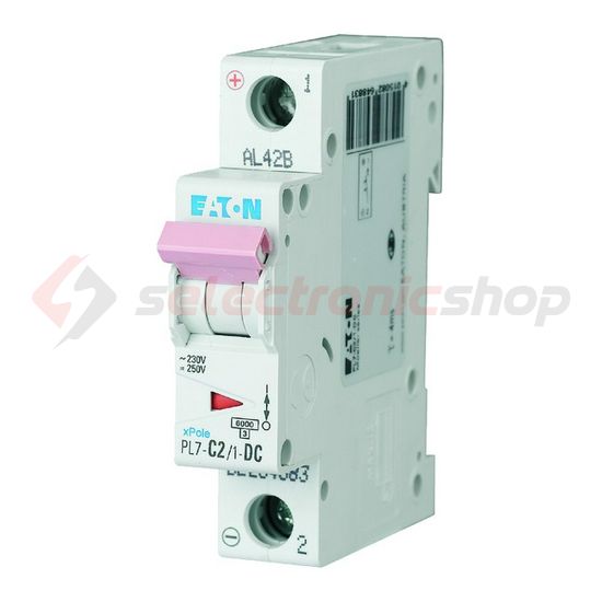 Kismegszakító 1P 2A C-jelleg 48V DC 10kA/60898 PL7-C2/1-DC EATON - 264883