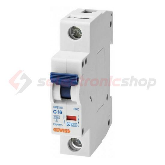 Kismegszakító 1P 63A C-jelleg 500V AC 6kA/60898 4.5kA/60947 1M RB60 GEWISS - GW91513