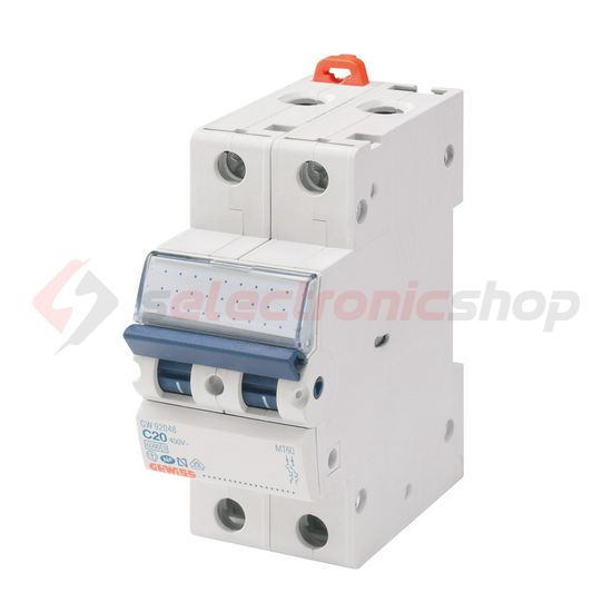 Kismegszakító 2P 25A C-jelleg 400V AC 4.5kA/60898 6kA/60947 MT45 GEWISS - GW92150