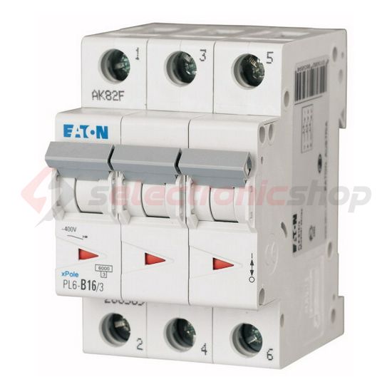 Kismegszakító 3P 16A B-jelleg 400V AC 6kA/60898 3M PL6-B16/3 EATON - 286589