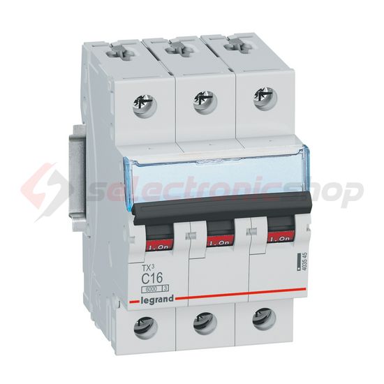 Kismegszakító 3P 16A C-jelleg 400V AC 6kA/60898 TX3 LEGRAND - 403545
