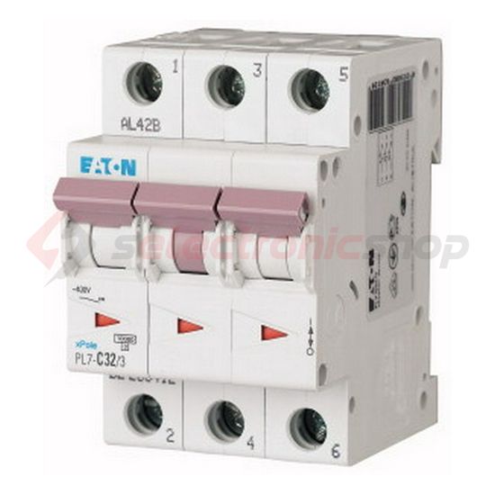 Kismegszakító 3P 32A C-jelleg 400V AC 10kA/60898 PL7-C32/3 EATON - 263412