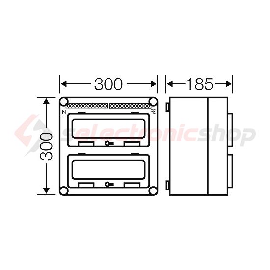 Kismegszakítós szekrény 2x12modul csapófedéllel IP65  Mi 1222 Hensel - 2000603